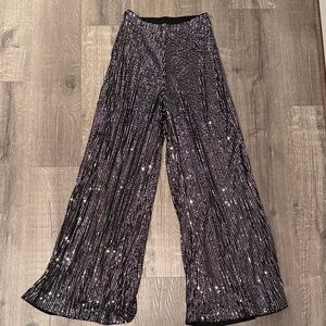 Altar'd State Black Sequin Wide Leg Pants